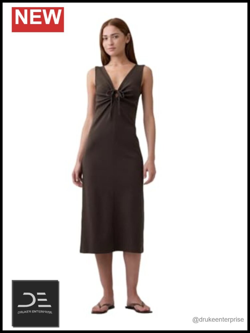 GAP Women's Knit Midi Dress Sleeveless Crew Neck Casual